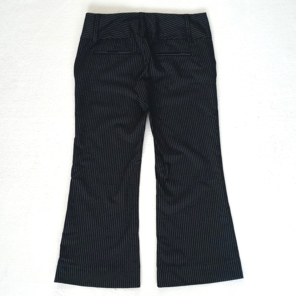Alice+Olivia Black Pinstripe Low Rise Wide Leg Capri Cropped Wool Blend Pants 4 - Picture 3 of 15